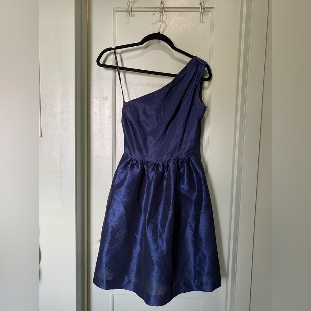 Alfred Sung One Shoulder Cocktail Dress - Midnight Blue Size 4